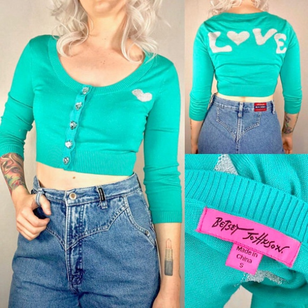 Betsy Johnson Cropped LOVE cardigan